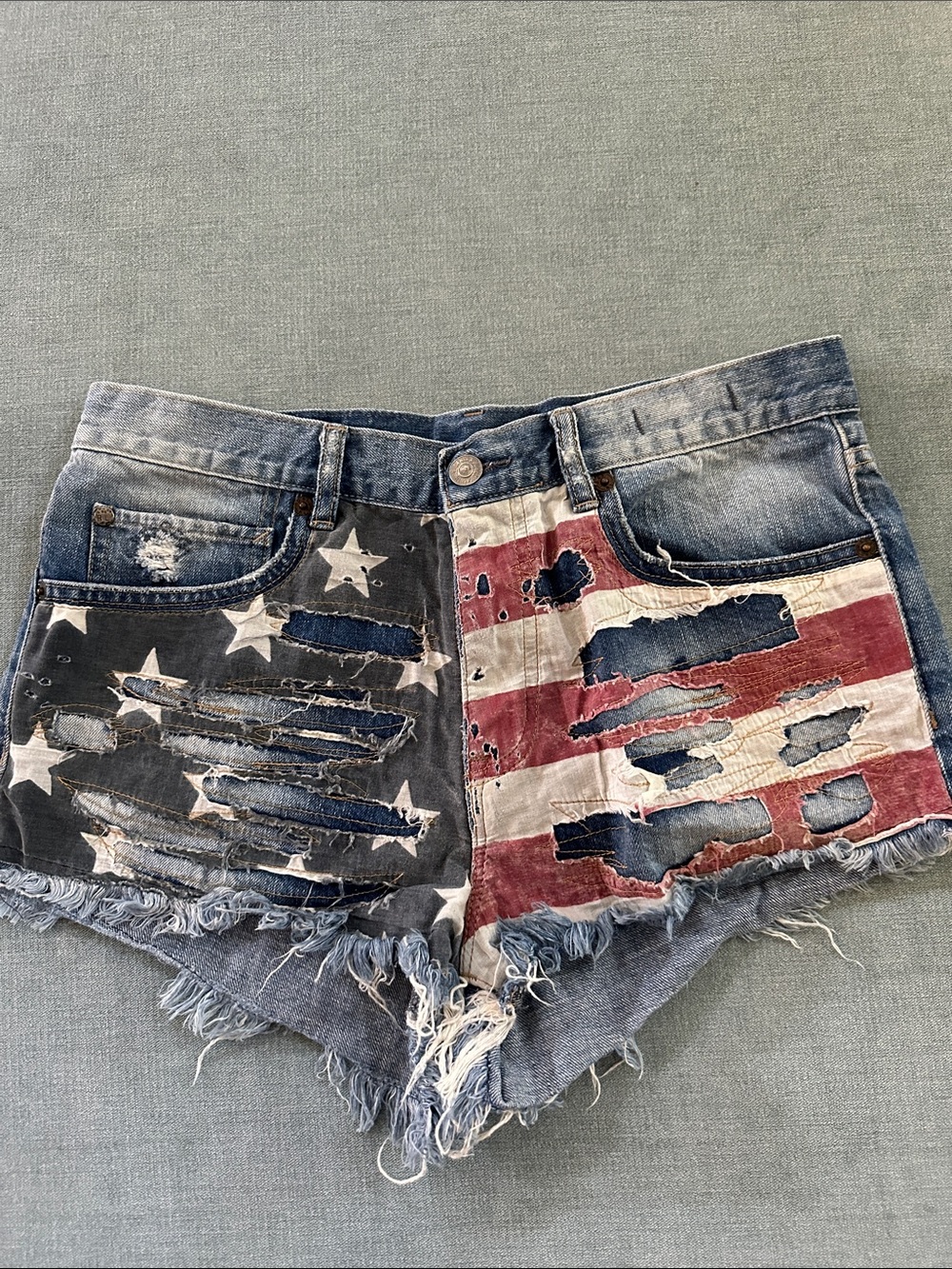 Ralph Lauren Denim & Supply Distressed Flag Shorts